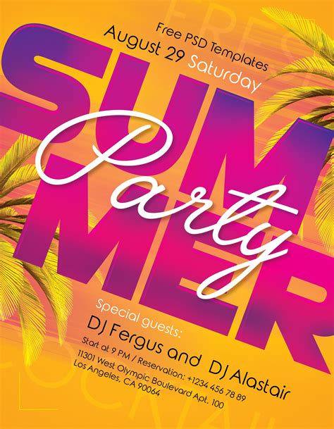 Summer Event Party Free PSD Flyer Template - StockPSD